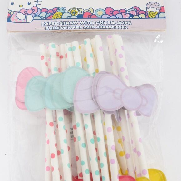 Hello Kitty Party Paper Supplies Service For 10 Cups Plates Straws NIP - Picture 4 of 7